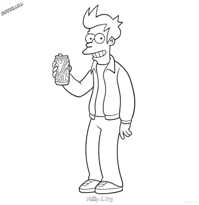 Free printable Philip J. Fry 7 Coloring Page - Free Printable Futurama PDFS Coloring Sheets coloring page