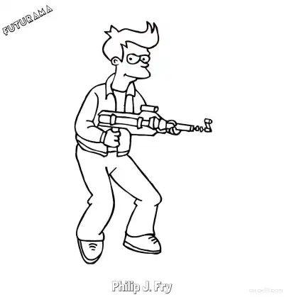 Free printable Philip J. Fry 8 Coloring Page - Free Printable Futurama PDFS Coloring Sheets coloring page