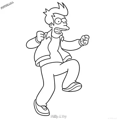 Free printable Philip J. Fry  Coloring Page - Free Printable Futurama PDFS Coloring Sheets coloring page