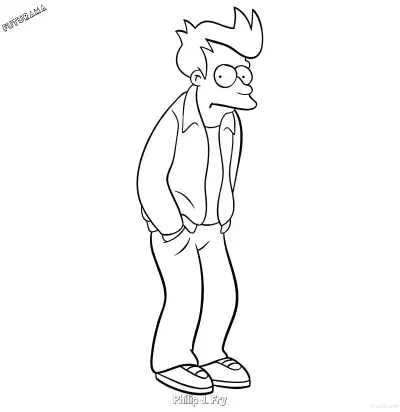 Free printable Philip J. Fry 1 Coloring Page - Free Printable Futurama PDFS Coloring Sheets coloring page