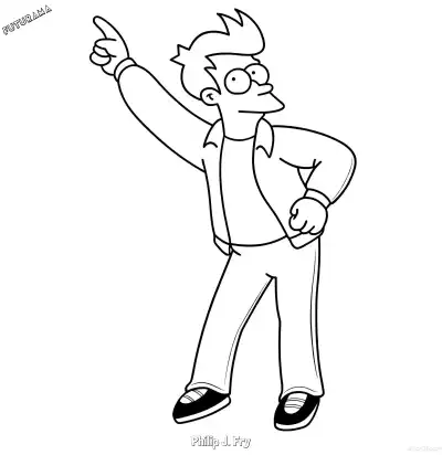 Free printable Philip J. Fry 2 Coloring Page - Free Printable Futurama PDFS Coloring Sheets coloring page