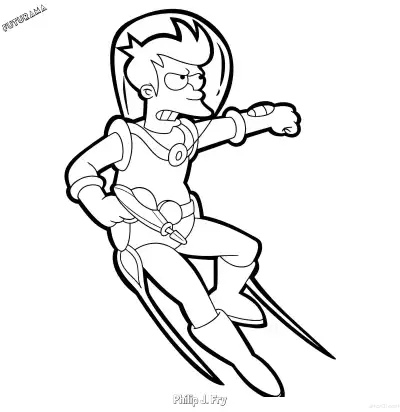 Free printable Philip J. Fry 3 Coloring Page - Free Printable Futurama PDFS Coloring Sheets coloring page