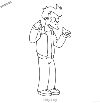 Free printable Philip J. Fry 4 Coloring Page - Free Printable Futurama PDFS Coloring Sheets coloring page