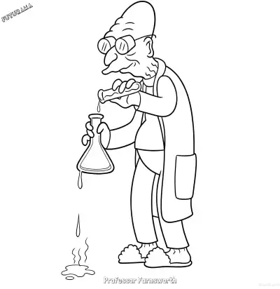 Free printable Professor Farnsworth 4 Coloring Page - Free Printable Futurama PDFS Coloring Sheets coloring page