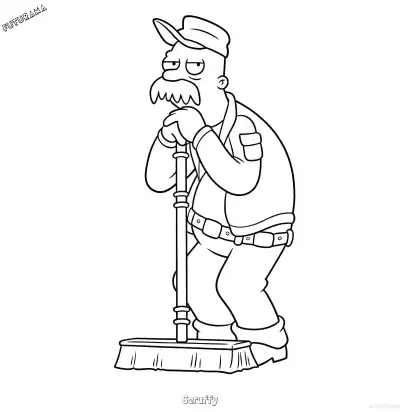 Free printable Scruffy  Coloring Page - Free Printable Futurama PDFS Coloring Sheets coloring page