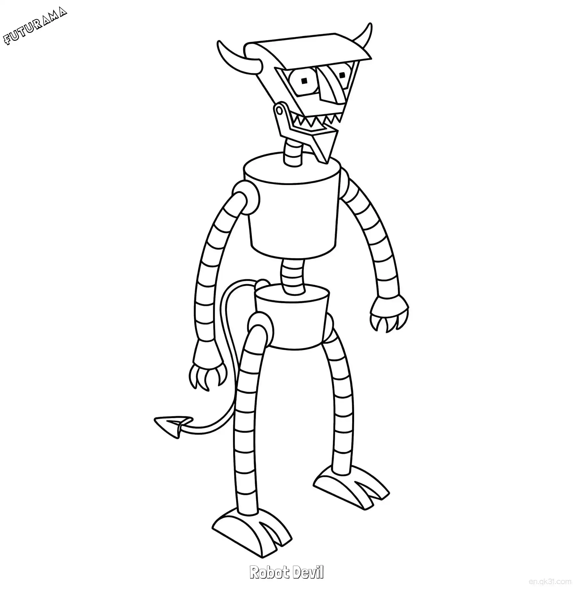 Robot Devil 1 Coloring Page - Free Printable Futurama PDF Coloring Sheets – Free Printable Coloring Page for Kids and Adults
