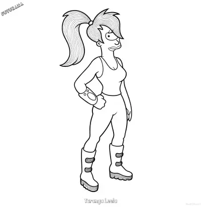 Free printable Turanga Leela  Coloring Page - Free Printable Futurama PDFS Coloring Sheets coloring page
