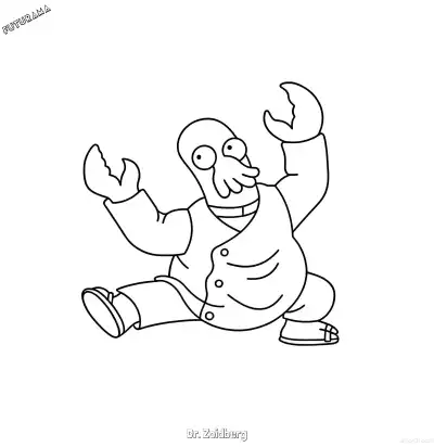 Free printable Dr. Zoidberg 2 Coloring Page - Free Printable Futurama PDFS Coloring Sheets coloring page