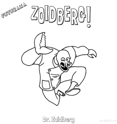 Free printable Dr. Zoidberg 5 Coloring Page - Free Printable Futurama PDFS Coloring Sheets coloring page