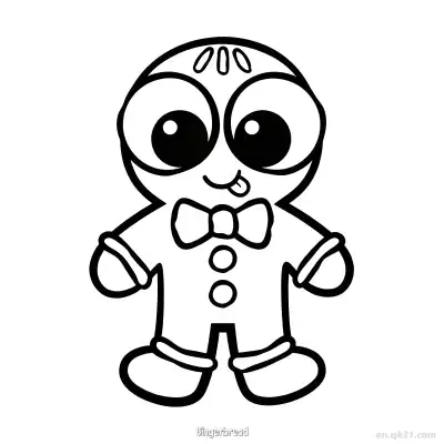 Free printable Big Eyed Gingerbread Man with Tongue Out Coloring Page coloring page