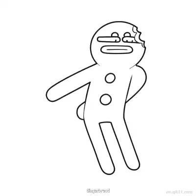 Free printable Bitten Gingerbread Man with Surprised Face coloring page