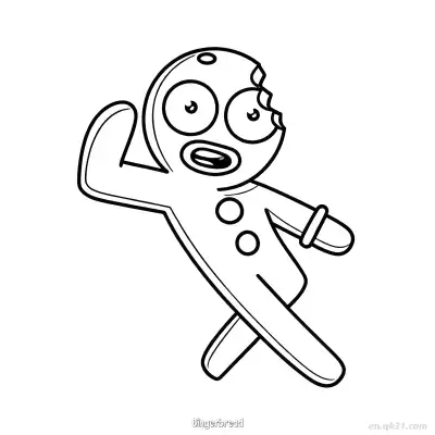 Free printable Bitten Gingerbread Man with Surprised Face Coloring Page coloring page