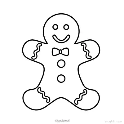 Free printable Classic Gingerbread Man with Bowtie and Buttons coloring page