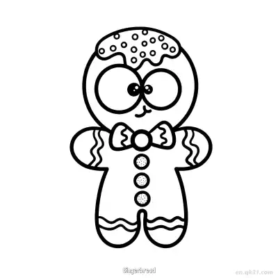 Free printable Cute Gingerbread Man with Bowtie coloring page