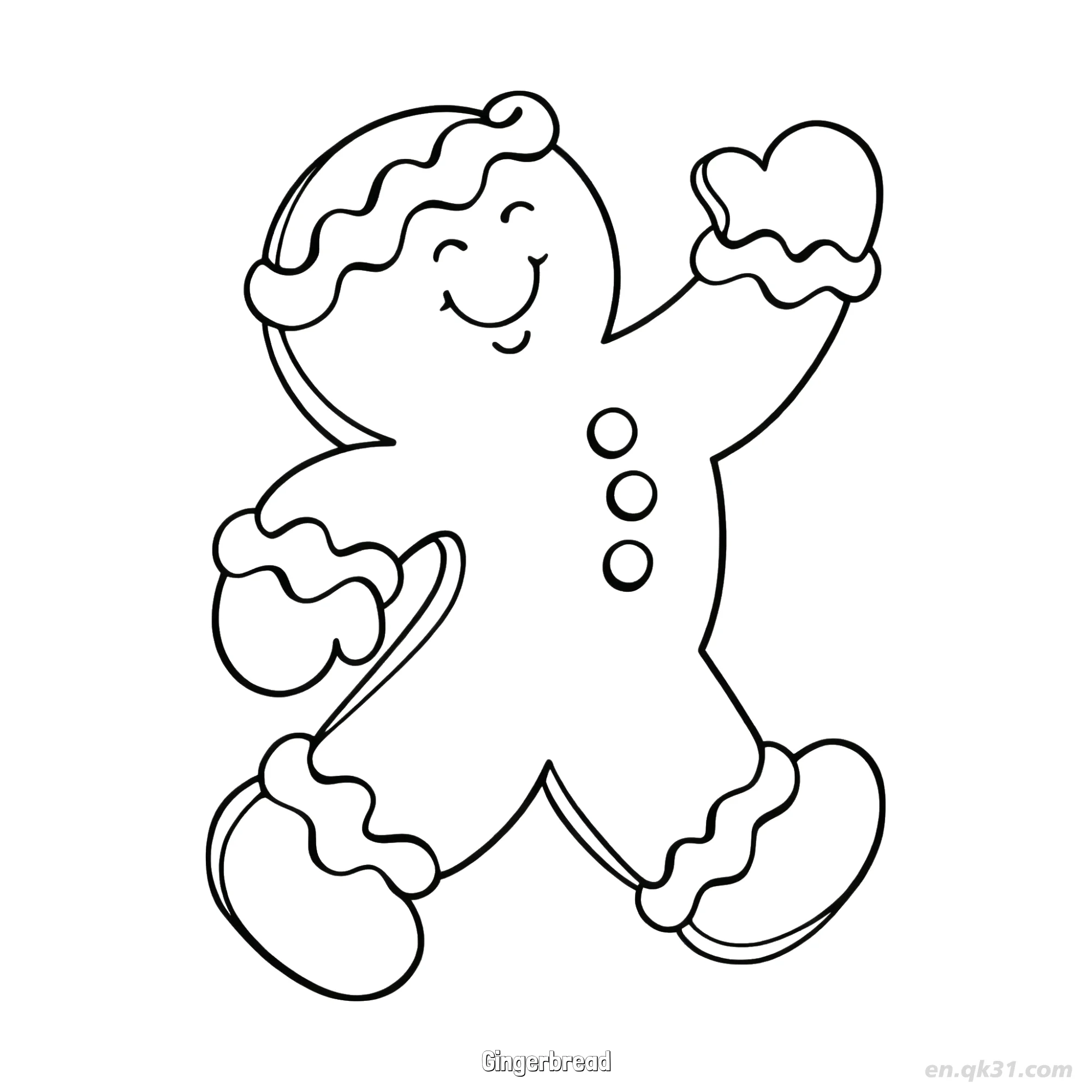 Dancing Happy Gingerbread Man Coloring Page – Free Printable Coloring Page for Kids and Adults