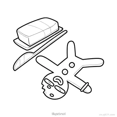 Free printable Funny Gingerbread Cookie with Butter Knife coloring page