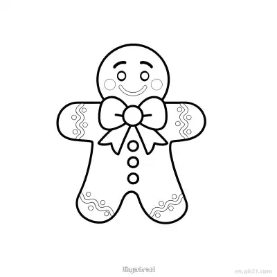 Free printable Gingerbread Man with Bowtie and Icing coloring page