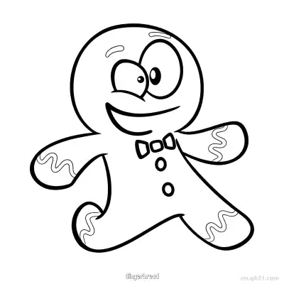Free printable Happy Dancing Gingerbread Cookie coloring page