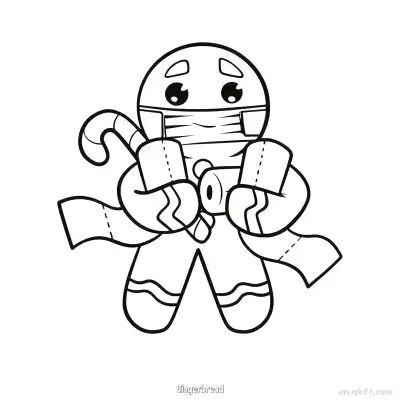 Free printable Masked Gingerbread Man with Toilet Paper coloring page