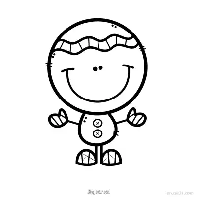 Free printable Simple Gingerbread Cookie with Shoes coloring page