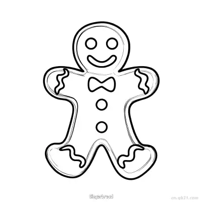 Free printable Smiling Christmas Gingerbread Cookie with Icing coloring page