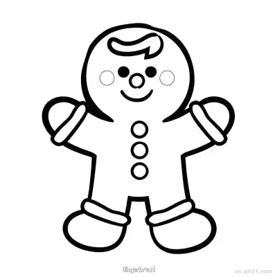 Free printable Smiling Gingerbread Man with Swirl Hair Coloring Page coloring page