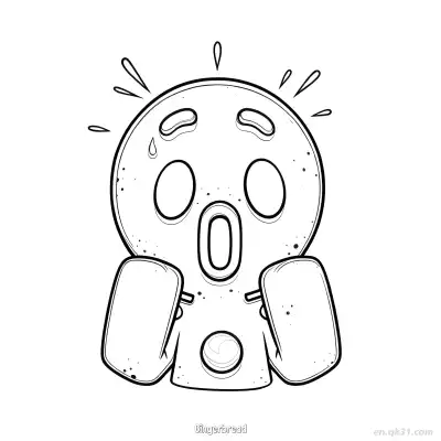 Free printable Surprised Gingerbread Cartoon Face with Sweat Drops coloring page
