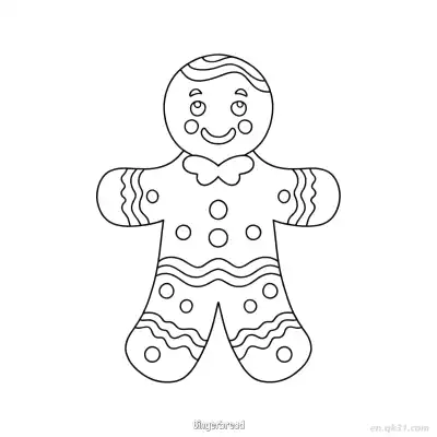 Free printable Symmetrical Gingerbread Man with Bowtie coloring page