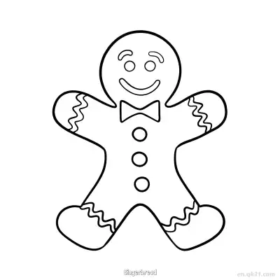 Free printable Traditional Gingerbread Cookie with Bowtie coloring page