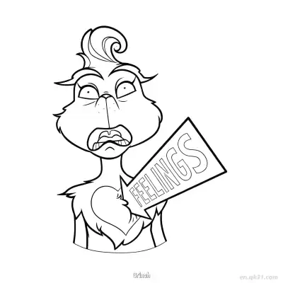 Free printable Grinch Feelings Holiday Coloring Page coloring page