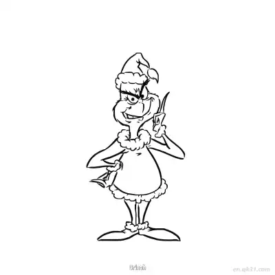 Free printable Grinch Holding Bell and Note Coloring Page coloring page