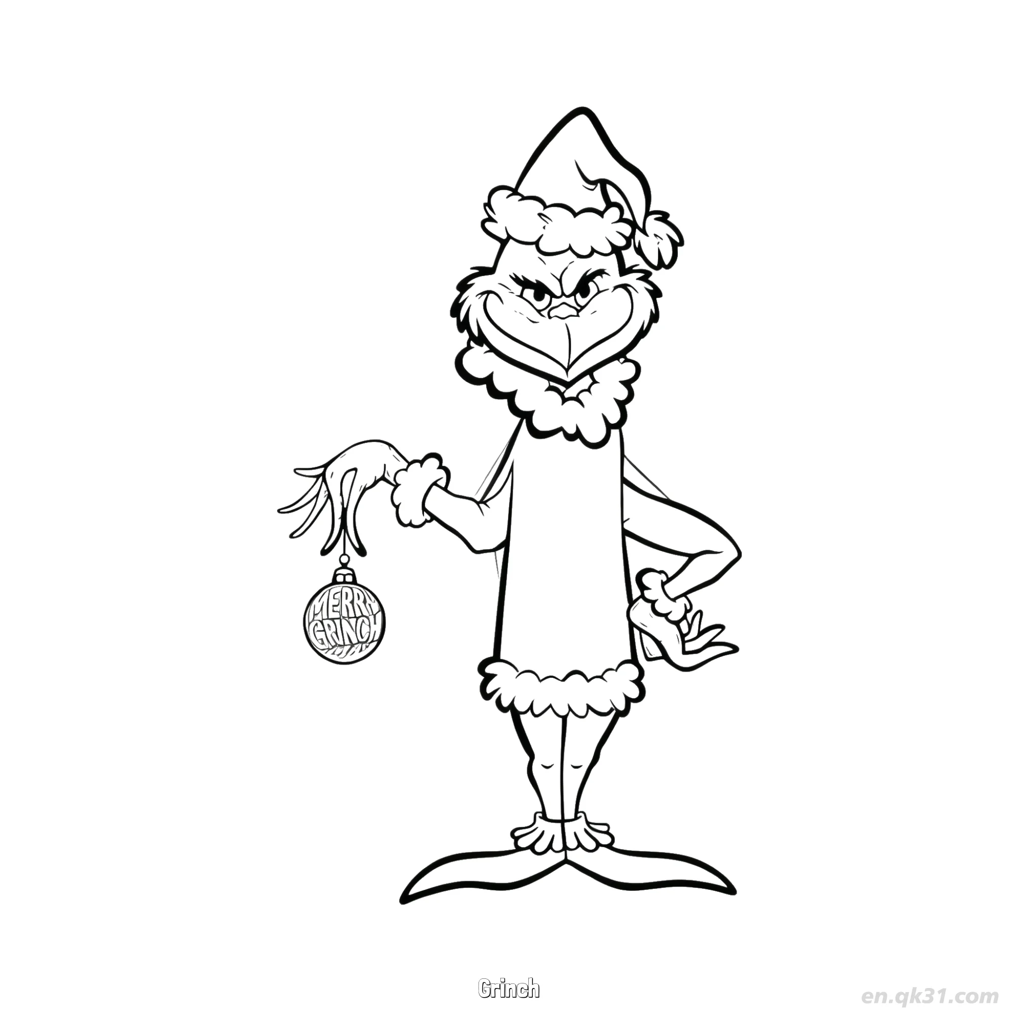 Grinch Holding Ornament Christmas Coloring Page – Free Printable Coloring Page for Kids and Adults