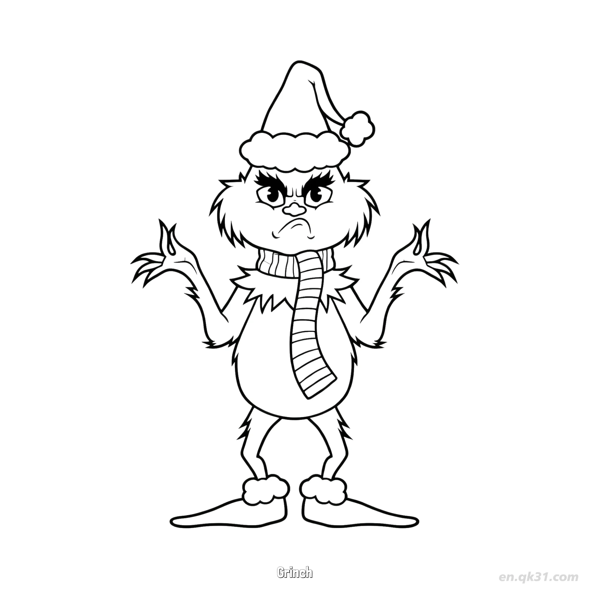 Grinch in Slippers Christmas Coloring Page – Free Printable Coloring Page for Kids and Adults