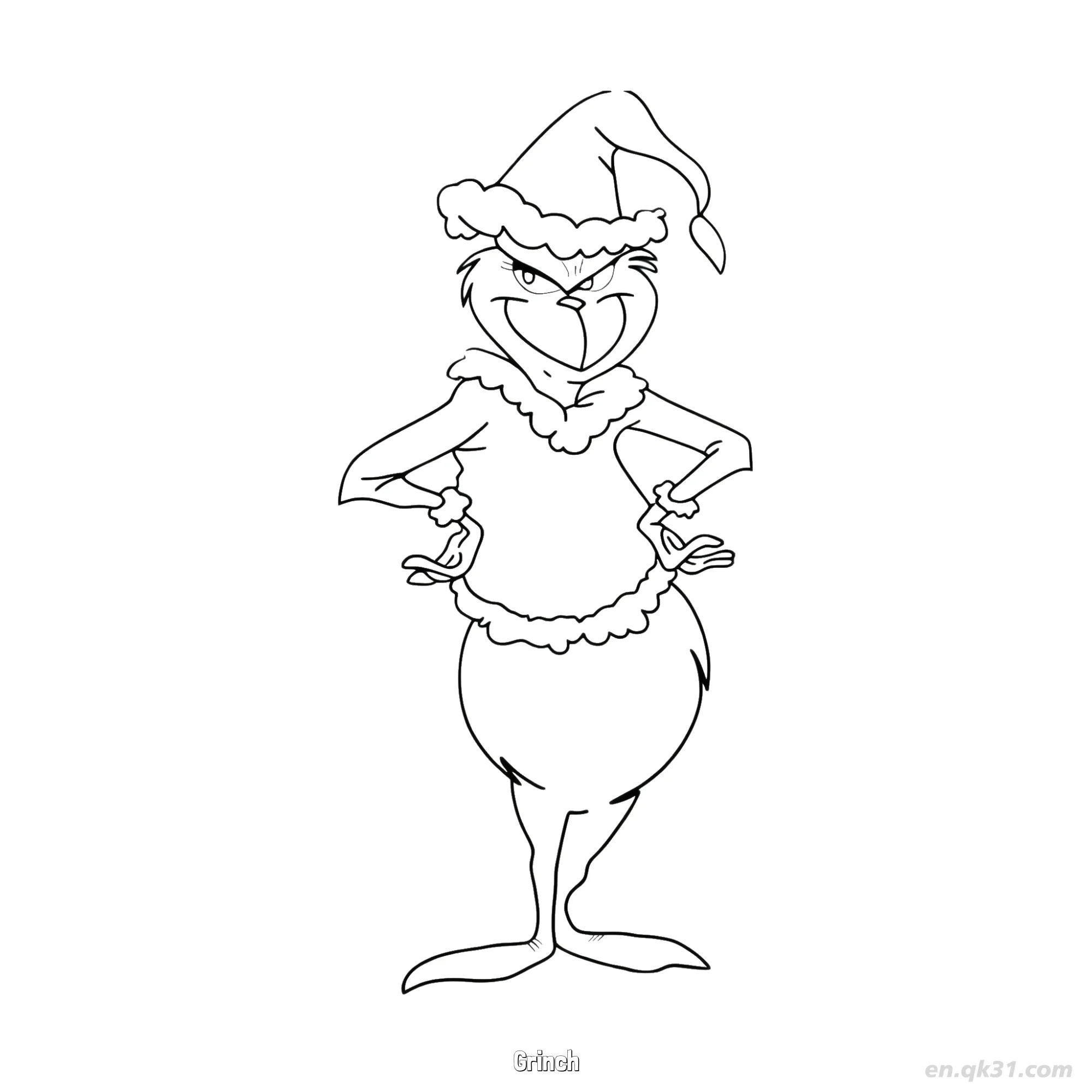 Grinch Santa Outfit Christmas Coloring Page – Free Printable Coloring Page for Kids and Adults
