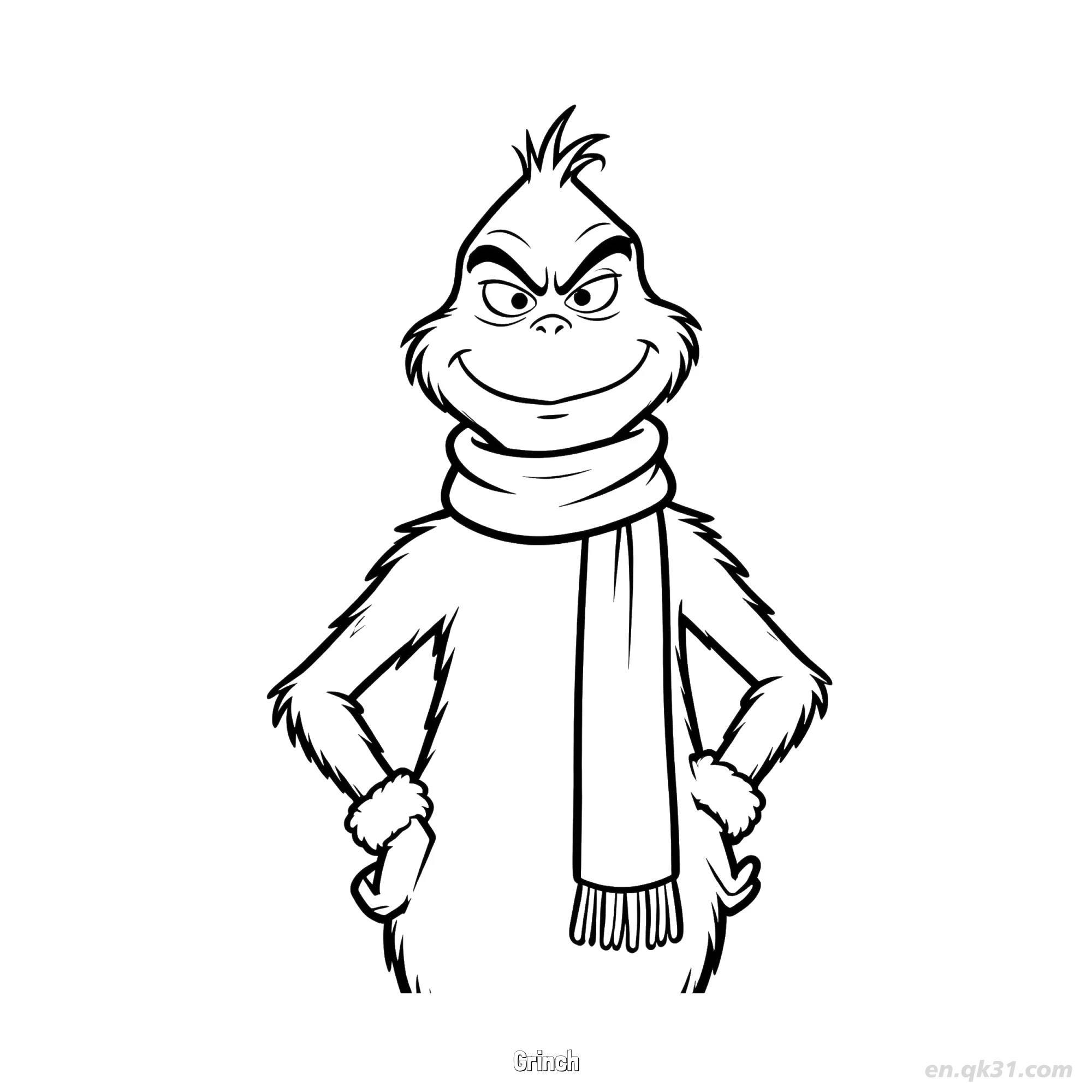 Grinch Standing with Hands on Hips Coloring Page – Free Printable Coloring Page for Kids and Adults
