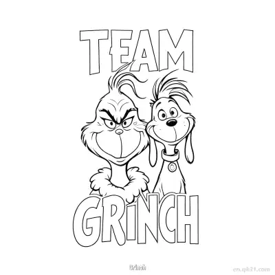 Free printable Team Grinch Christmas Coloring Page coloring page