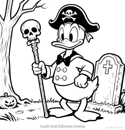 Free printable Donald Duck Halloween Dressup  Coloring Page - Free Printable Halloween PDFS Coloring Sheets coloring page