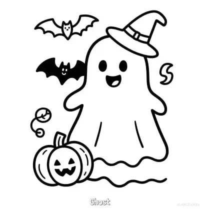Free printable Ghost 1 Coloring Page - Free Printable Halloween PDFS Coloring Sheets coloring page