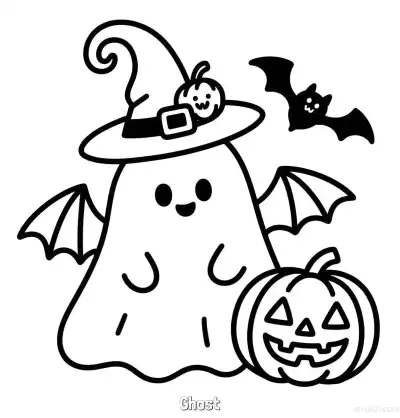 Free printable Ghost 2 Coloring Page - Free Printable Halloween PDFS Coloring Sheets coloring page