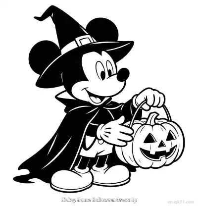 Free printable Mickey Mouse Halloween Dress Up 2 Coloring Page - Free Printable Halloween PDFS Coloring Sheets coloring page