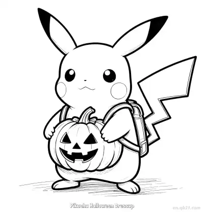Free printable Pikachu Halloween Dressup 2 Coloring Page - Free Printable Halloween PDFS Coloring Sheets coloring page