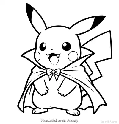 Free printable Pikachu Halloween Dressup 3 Coloring Page - Free Printable Halloween PDFS Coloring Sheets coloring page