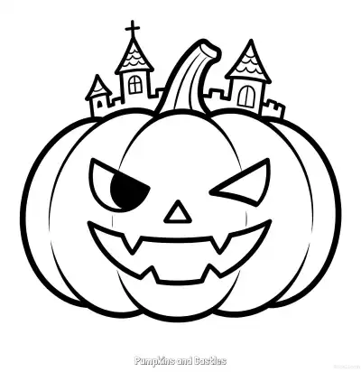 Free printable Pumpkins and Castles 2 Coloring Page - Free Printable Halloween PDFS Coloring Sheets coloring page