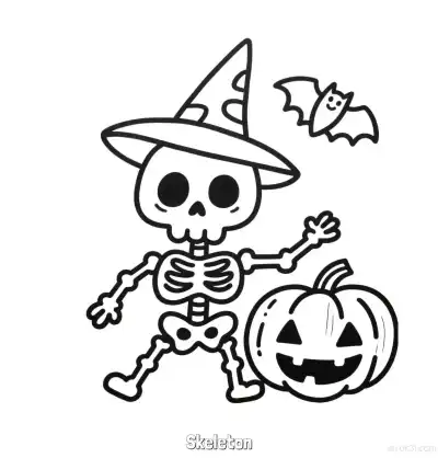 Free printable Skeleton 2 Coloring Page - Free Printable Halloween PDFS Coloring Sheets coloring page