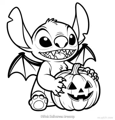 Free printable Stitch Halloween Dressup  Coloring Page - Free Printable Halloween PDFS Coloring Sheets coloring page