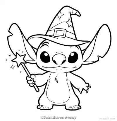 Free printable Stitch Halloween Dressup 1 Coloring Page - Free Printable Halloween PDFS Coloring Sheets coloring page