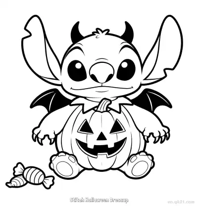 Free printable Stitch Halloween Dressup 2 Coloring Page - Free Printable Halloween PDFS Coloring Sheets coloring page