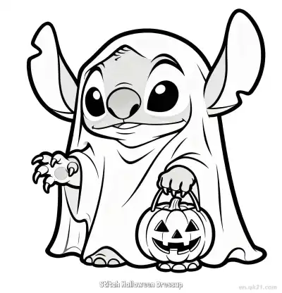 Free printable Stitch Halloween Dressup 3 Coloring Page - Free Printable Halloween PDFS Coloring Sheets coloring page