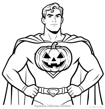 Free printable Superman Halloween Costume  Coloring Page - Free Printable Halloween PDFS Coloring Sheets coloring page