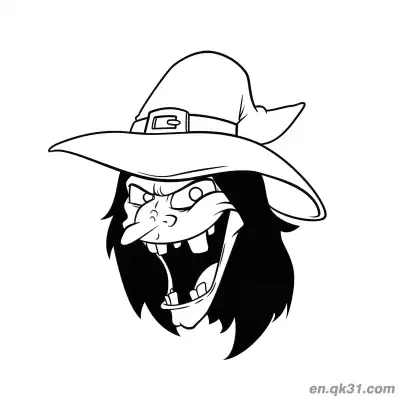 Free printable Cackling Witch Head Coloring Page coloring page